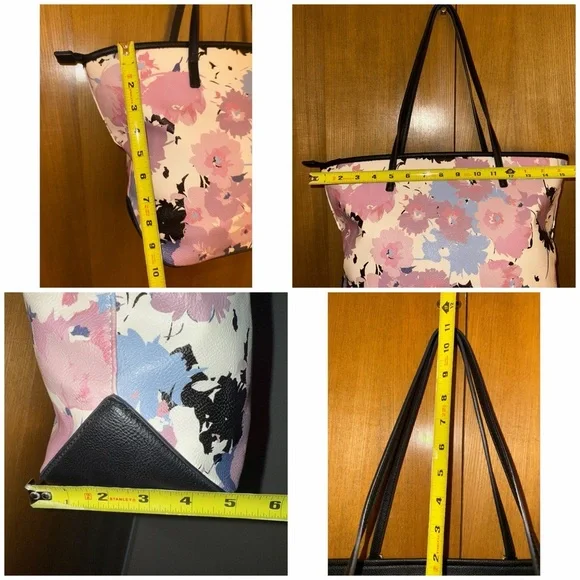Nine West Floral Print Large Tote Bag – Pink, Purple & Blue - Picture 4 of 11